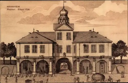 Künstler Ak Mannheim, Rheintor, erbaut um 1728