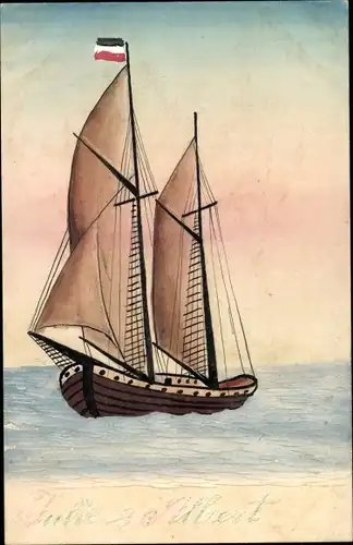 Ak Segelschiff, Kaiserliche Fahne