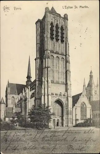 Ak Ypres Ypern Westflandern, St. Martin Kirche