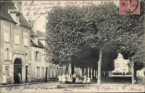 Ak Crépy in Valois Oise, Place Gambetta