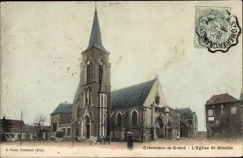 Ak Crèvecoeur le Grand Oise, St-Nicolas-Kirche