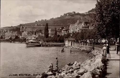 Postkarte Montreux Kanton Waadt Schweiz, Quai
