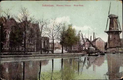 Ak Schiedam Südholland Niederlande, Nieuwe Haven, Molen