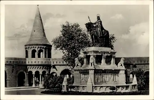 Ak Budapest Ungarn, König St. Stefans Monument