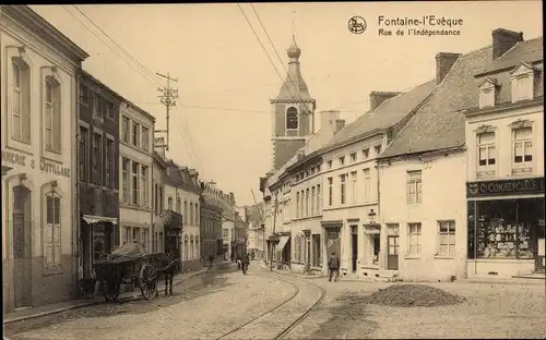 Postkarte Fontaine l'Évêque Wallonie Hennegau, Rue de Indépendance