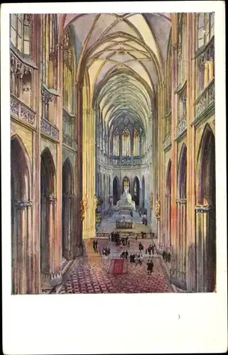 Künstler Ak Praha Prag Tschechische Republik, Veitsdom, Blick zum Ausgang