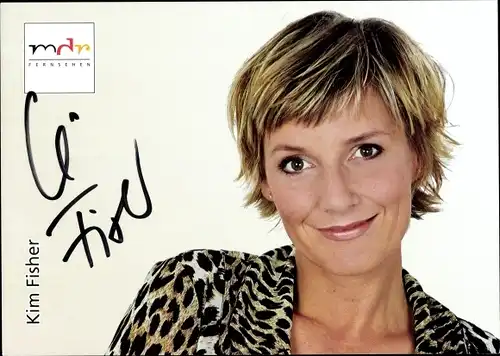 Ak Fernsehmoderatorin Kim Fisher, Portrait, Autogramm, MDR-Fernsehen