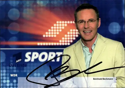Ak Fernsehmoderator Reinhold Beckmann, Portrait,  Autogramm
