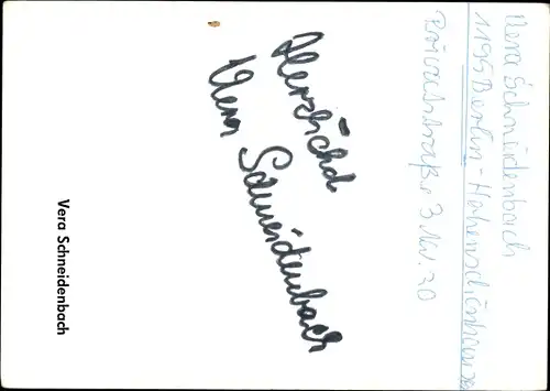 Ak Schauspielerin Vera Schneidenbach, Portrait, Autogramm