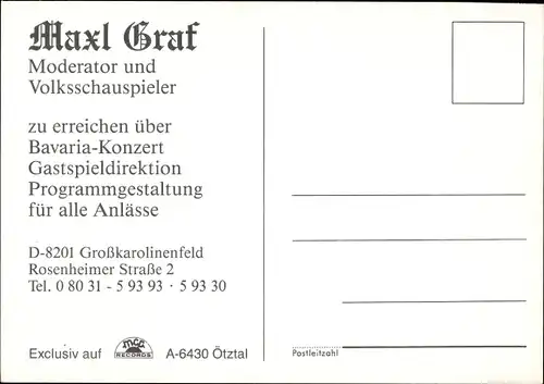 Ak Schauspieler Maxl Graf, Portrait, Autogramm, Moderator