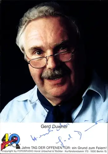 Ak Schauspieler Gerd Duwner, Portrait, Autogramm, Theaterereignis Jedermann