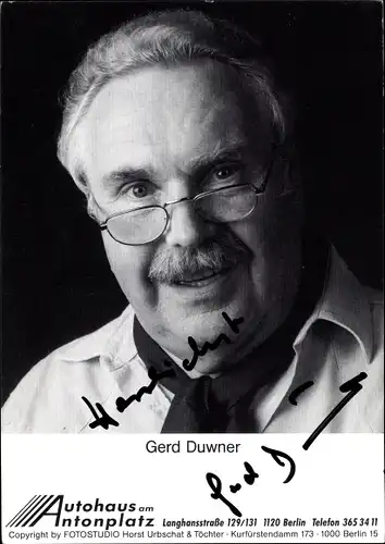 Ak Schauspieler Gerd Duwner, Portrait, Autogramm, Theaterereignis Jedermann