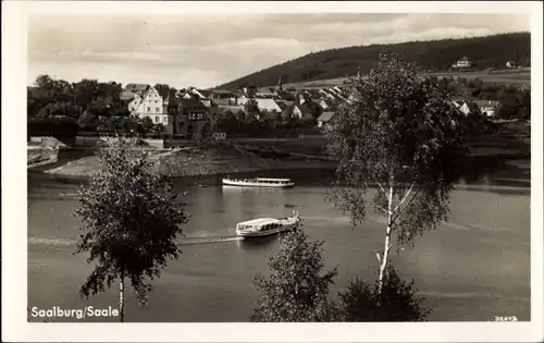 Ak Saalburg in Thüringen, Stausee, Schiffe