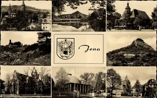 Wappen Ak Jena in Thüringen, Kirchen, Gewässer, Platz, Planetarium, Universität