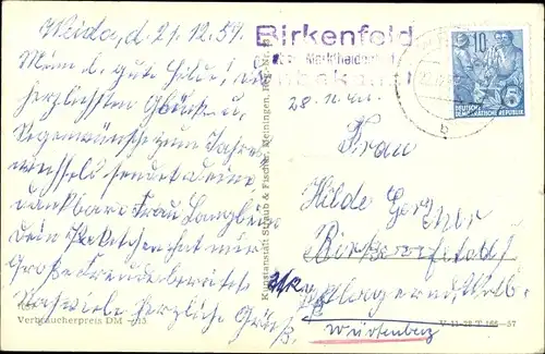 Ak Weida in Thüringen, Fachwerkhaus, Turm, Blick über den Ort