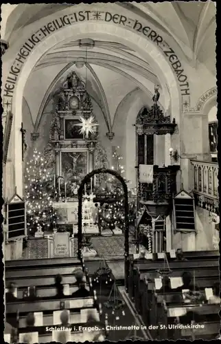 Ak Schlettau im Erzgebirge, Christmette in der St. Ulrichskirche