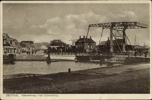 Ak Delfzijl Groningen, Nieuweweg mit Zugbrücke