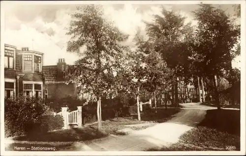 Ak Haren Groningen Niederlande, Stationsweg