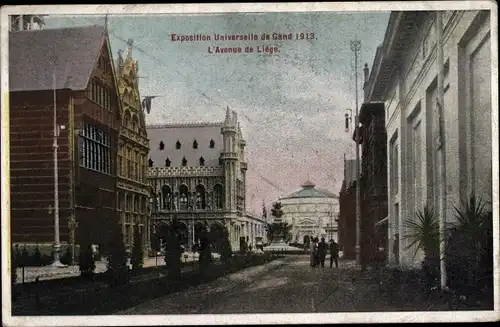 Ak Gand Gent Ostflandern, Exposition universelle de 1913, l'Avenue de Liege