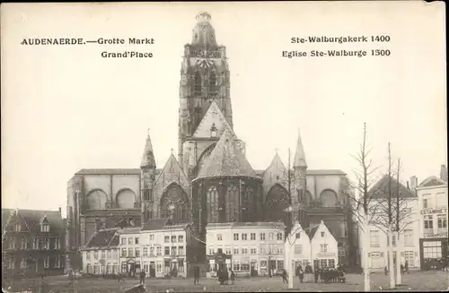 Ak Oudenaarde Audenarde Ostflandern, Grotte Markt, Ste-Walburgakerk