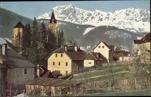 Ak Eisenerz Steiermark, Teilansicht, Kaiserschild