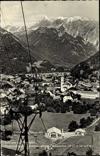 Ak Schruns in Vorarlberg, Hochjochbahn, Talstation gegen Zimbaspitze
