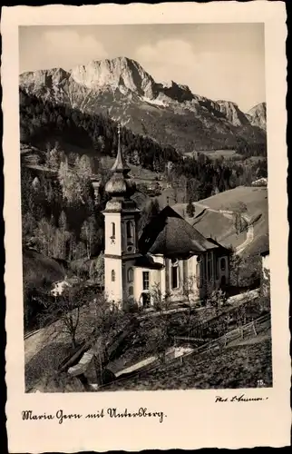 Ak Maria Gern Berchtesgaden in Oberbayern, Kirche, Untersberg