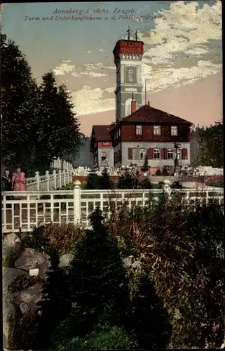 Ak Annaberg Buchholz im Erzgebirge, Pöhlberg, Unterkunftshaus, Turm
