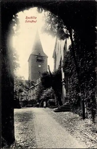 Ak Rochlitz an der Mulde, Schlosshof, Turm