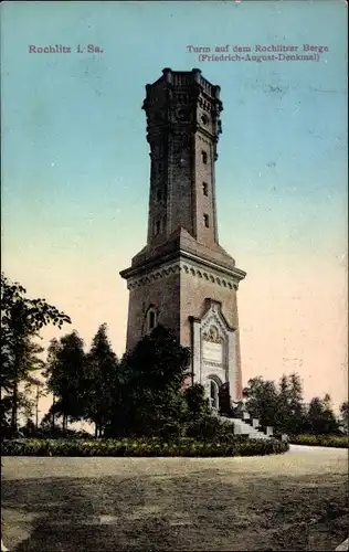 Ak Rochlitz an der Mulde, Turm auf dem Rochlitzer Berg, Friedrich August Denkmal