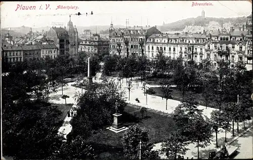 Ak Plauen im Vogtland, Albertplatz, Denkmal, Bärenstein