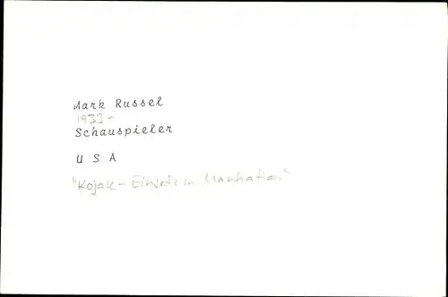 Ak Schauspieler Mark Russell, Kojak - Einsatz in Manhattan, Portrait, Autogramm