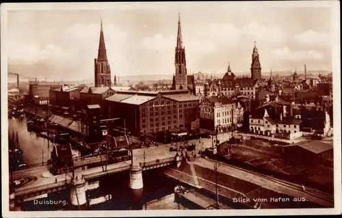 Ak Duisburg im Ruhrgebiet, Stadt vom Hafen aus gesehen