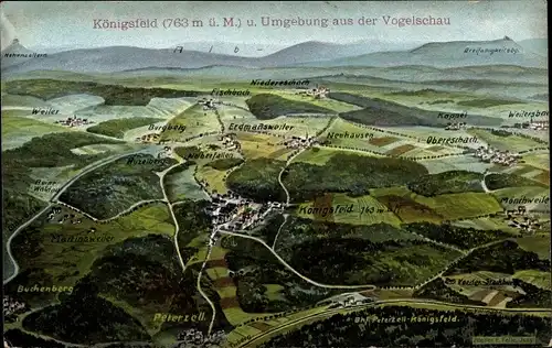 Landkarten Ak Königsfeld, Erdmannsweiler, Peterzell