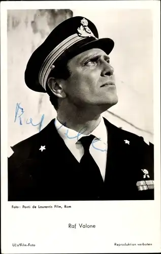 Ak Schauspieler Raf Valone, Portrait in Uniform, Autogramm