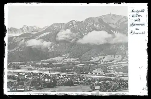 5 Glas Negative Lenggries in Oberbayern, Dorfpartie, See, Totalansicht