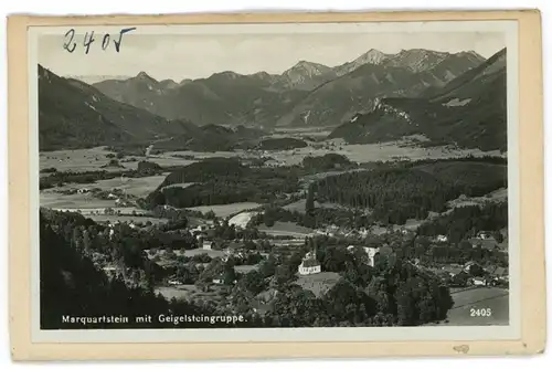 6 Glas Negative Marquartstein im Chiemgau Oberbayern, Panorama, Totalansicht, Kirche