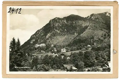 6 Glas Negative Marquartstein im Chiemgau Oberbayern, Panorama, Totalansicht, Kirche