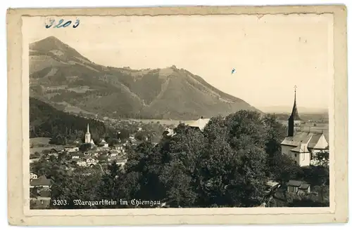 6 Glas Negative Marquartstein im Chiemgau Oberbayern, Panorama, Totalansicht, Kirche