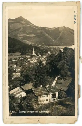 6 Glas Negative Marquartstein im Chiemgau Oberbayern, Panorama, Totalansicht, Kirche