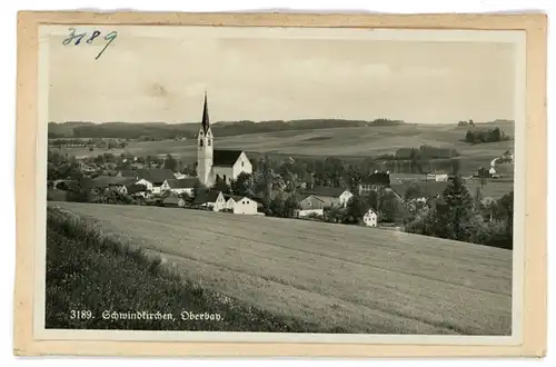 2 Glas Negative Schwindkirchen Dorfen Oberbayern, Kirche, Totalansicht