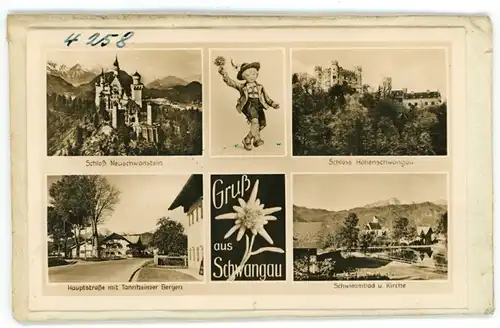 5 Glas Negative Schwangau im Ostallgäu, Bild Telegramm, Schloss, verschiedene Ansichten