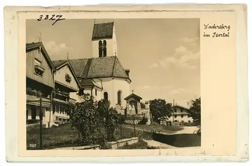 4 Glas Negative Wackersberg in Oberbayern, Kirche, Landschaft, Totalansicht