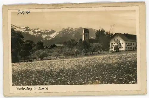 4 Glas Negative Wackersberg in Oberbayern, Kirche, Landschaft, Totalansicht