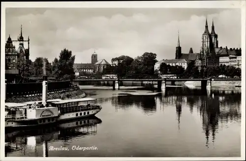 Ak Wrocław Breslau in Schlesien, Oderpartie, Salondampfer Fürst v. Hatzfeldt, Herzog zu Trachtenberg