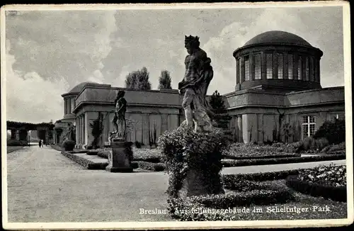 Ak Wrocław Breslau in Schlesien, Ausstellungsgebäude im Scheitniger Park