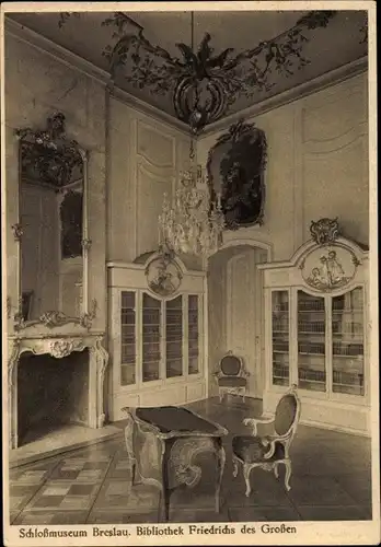 Ak Wrocław Breslau in Schlesien, Schlossmuseum, Bibliothek Friedrichs des Großen