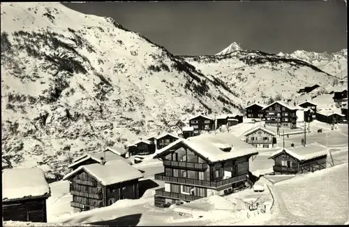 Ak Grächen Ried Kanton Wallis, Weiler Bine, Bietschhorn, Winter