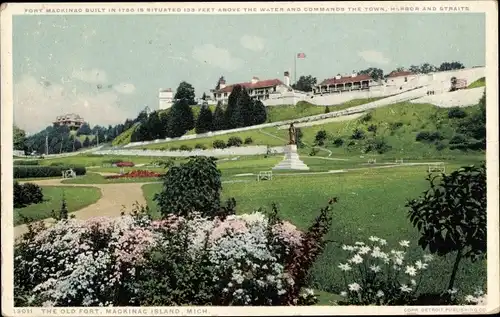 Ak Michigan USA, alte Festung, Mackinac Island