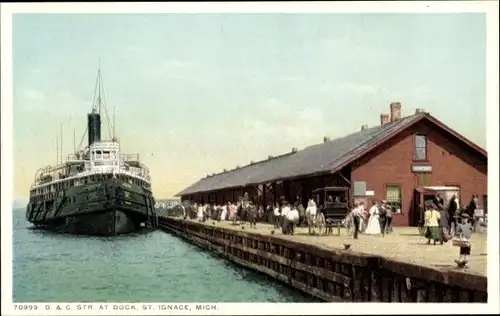 Ak Sainte Ignace Michigan USA, D. & C. Str. am Dock